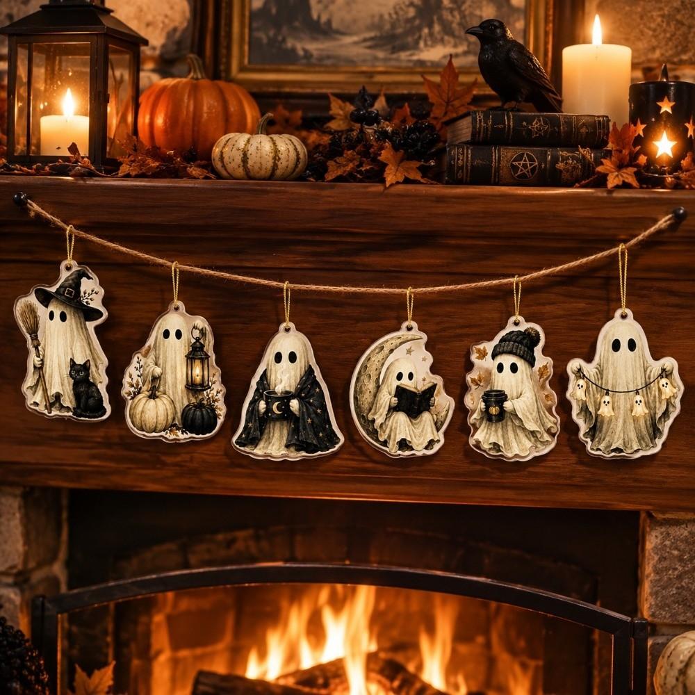 8pcs Pumpkin Halloween Decorations Maple Leaf Ghost Hanging Ornaments  Halloween