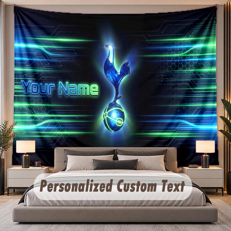 Custom Name Text Tapestry Tottenham Hotspur FC Personalized Polyester Wall Tapestry For Bedroom And Room