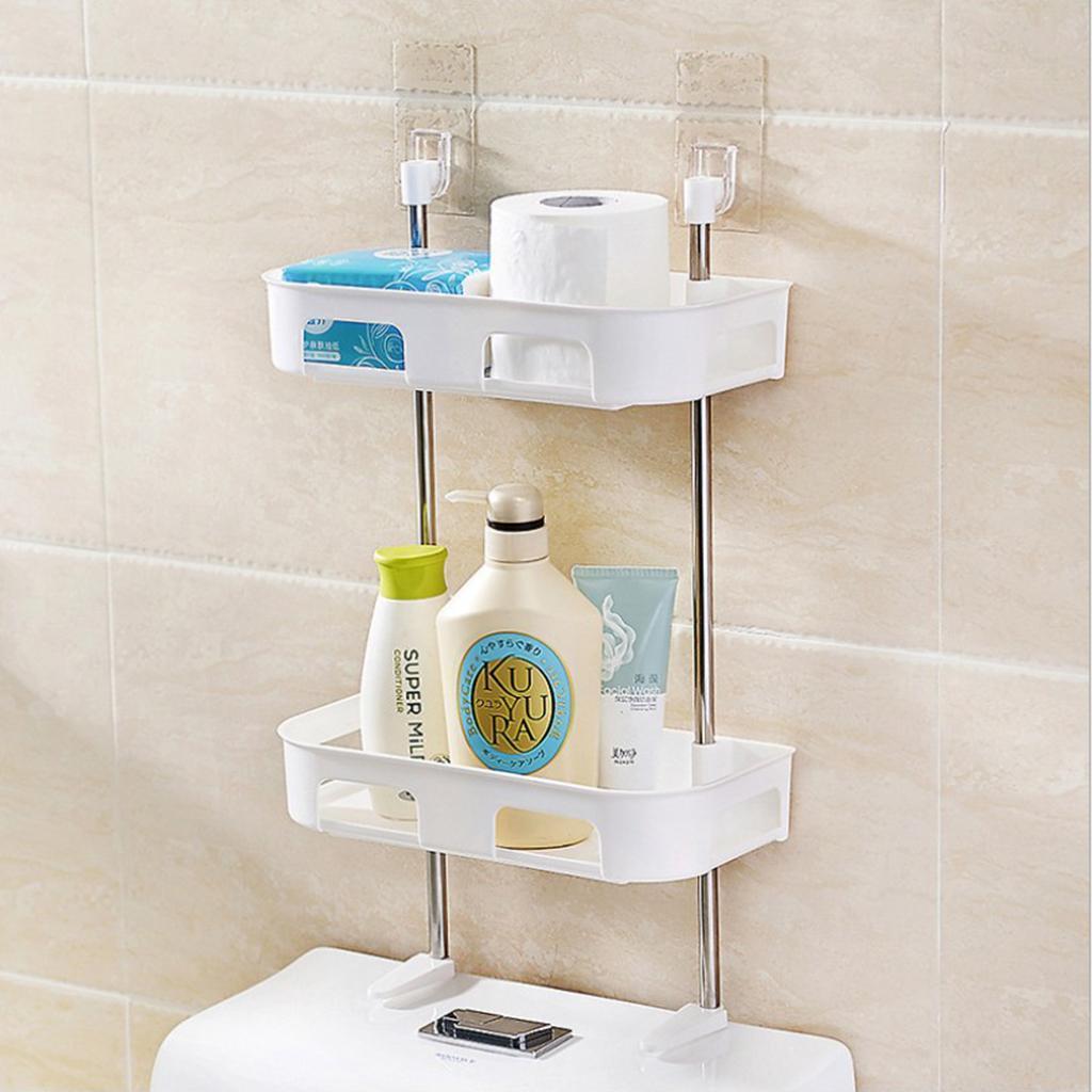 1/2/ Toilet Shelf Bathroom Storage rack -mounted Shower Shampoo Tissue Towels Holder