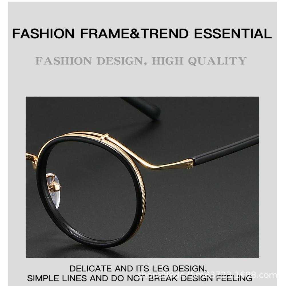 Retro Brand Design Luxury Round Frame Glasses Frame for Men Women Ultralight Stainless Steel Alloy Anti Blue Light Eyeglasses