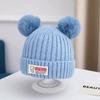 Children's Winter Woolen Hat - Unisex Double Pom-Pom Knit, Thick & Warm with Windproof Ear Protection for Boys and Girls