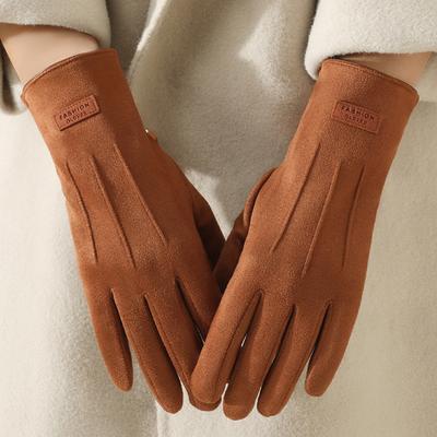 Automne Hiver Fins Non Gonflés Rayure en Daim Gants pour Femmes Gardent au Chaud Écran Tactile Élasticité Mode Élégant Cyclisme Extérieur
