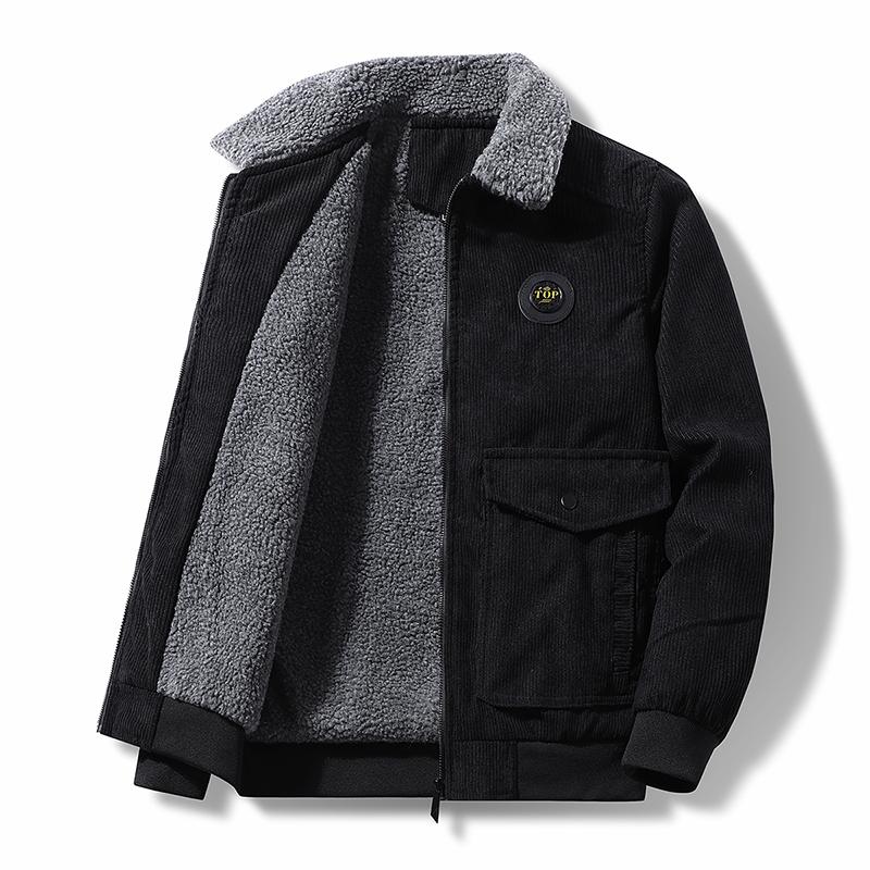 Warm Parker Jacket Men Autumn Winter Lambswool Loose Casual Jacket Men Fashion Corduroy Coat Thick