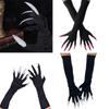 1 Pair Halloween Paw Gloves Long Black Gloves with Scary Long Nails Soft Comfortable Cosplay Festival Funny Ghost Gloves