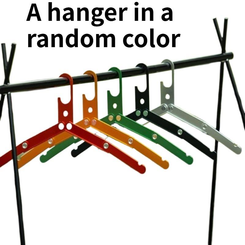 

1pc random color Outdoor Travel Aluminum Alloy Multifunction Folding Hanger Portable Metal Anti Slip Clothes Drying Hanger