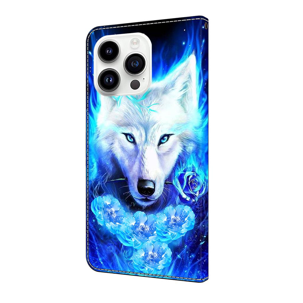 For iPhone 16 Pro Leather Case Pattern Printing Wallet Stand Flip Phone Cover