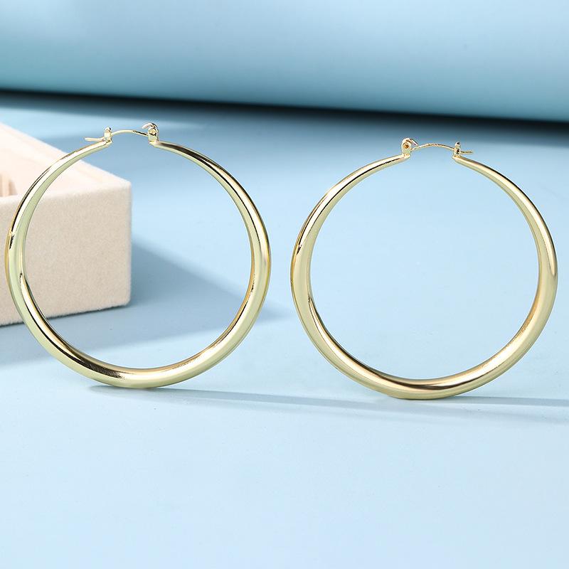 European and American exaggerated jewelry fashion alloy circle earrings niche geometric gold stud earrings women's earrings