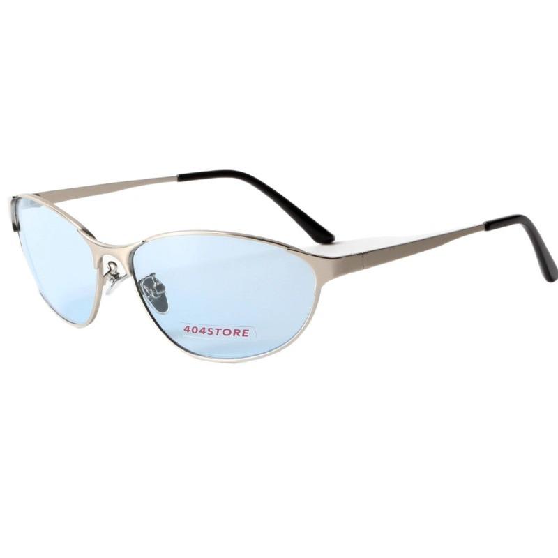 Trendy Small Frame Cat Eye Sunglasses Y2K Street Style Sunglasses Outdoor Men Women Fashion Outdoor Glasses Full Frame Silver Frame Light Blue Goggle