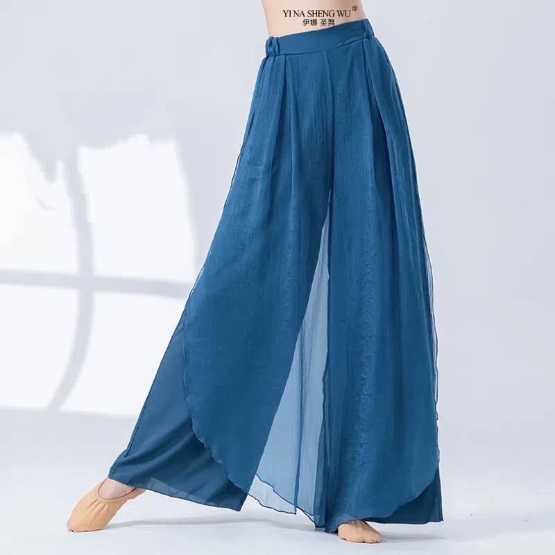 Summer Classical Dance Pants Women High Waist Loose Flowy Wide Leg Skirt Pants Modern Dance Training Wear for Adults Girls