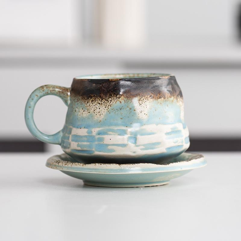 

Vintage coffee cup and saucer set Ceramic cup afternoon tea mug cappuccino latte 201-300ml