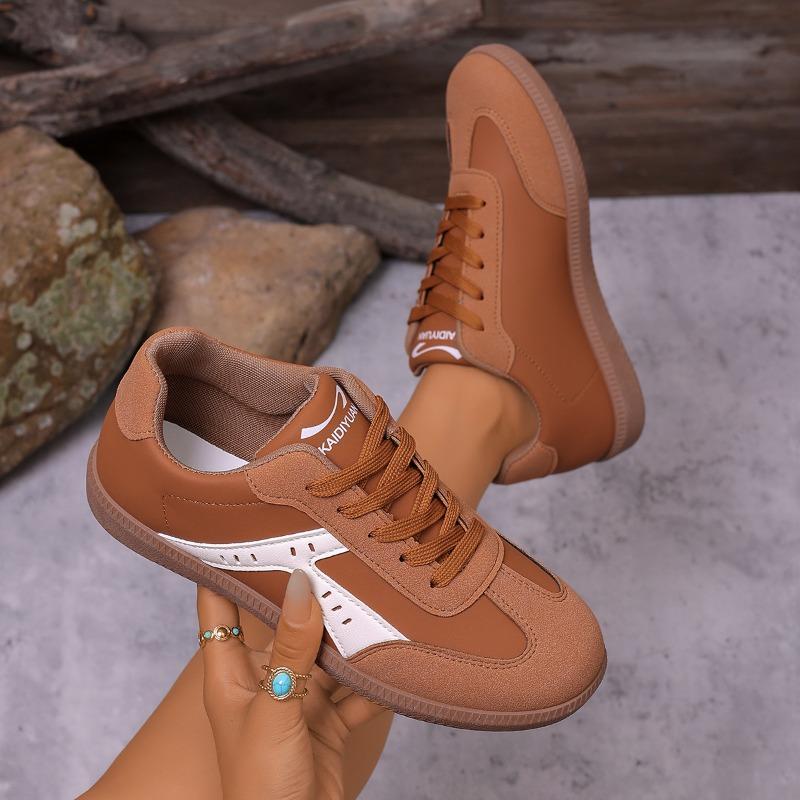 Women's Shoes, Large-sized German Training Shoes, Round-toed Casual Shoes, Lace-up, Low-clasp, Flat Board Shoes