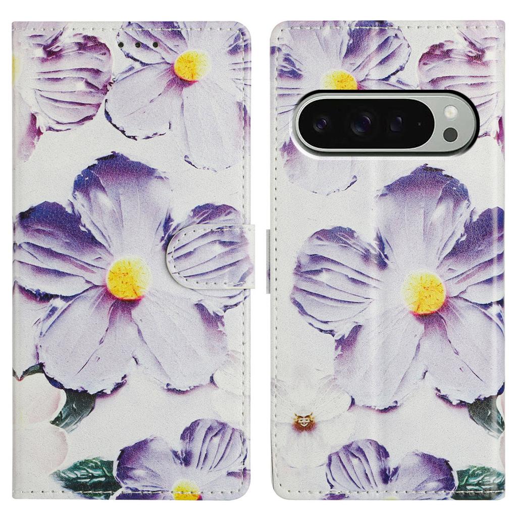 For Google Pixel 9 Pro XL Case PU Leather Wallet Phone Cover with Stand Pattern Painted