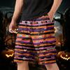 Mens Halloween Drawstring Cargo Shorts Multi Pocket Loose Fit Bat Print Web Pattern Casual Shorts for Daily Wear