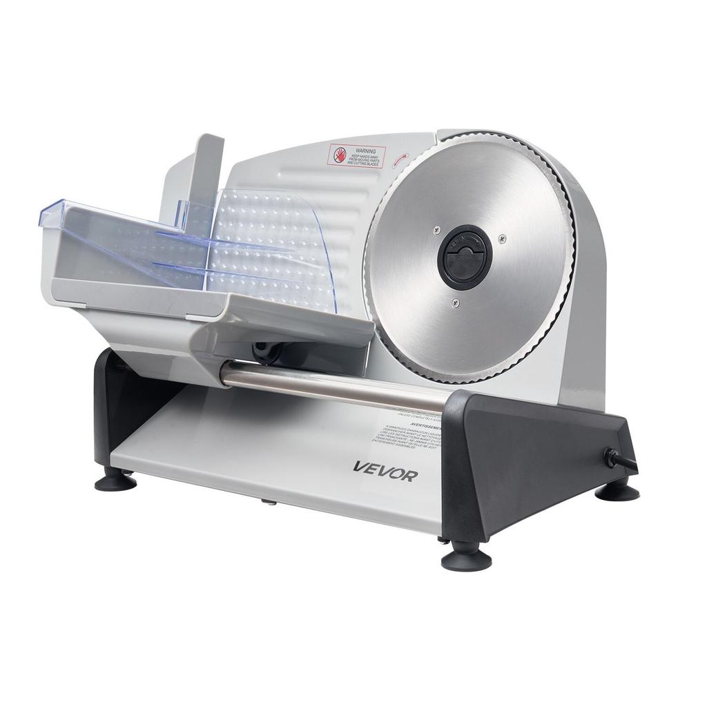 Meat Slicer, 200W Electric Deli Slicer Machine with 190 Mm Sharp Blade, Home Meat-Slicer with 70-100 RPM Slicing Speed, 0-15 Mm Adjustable Thickness,