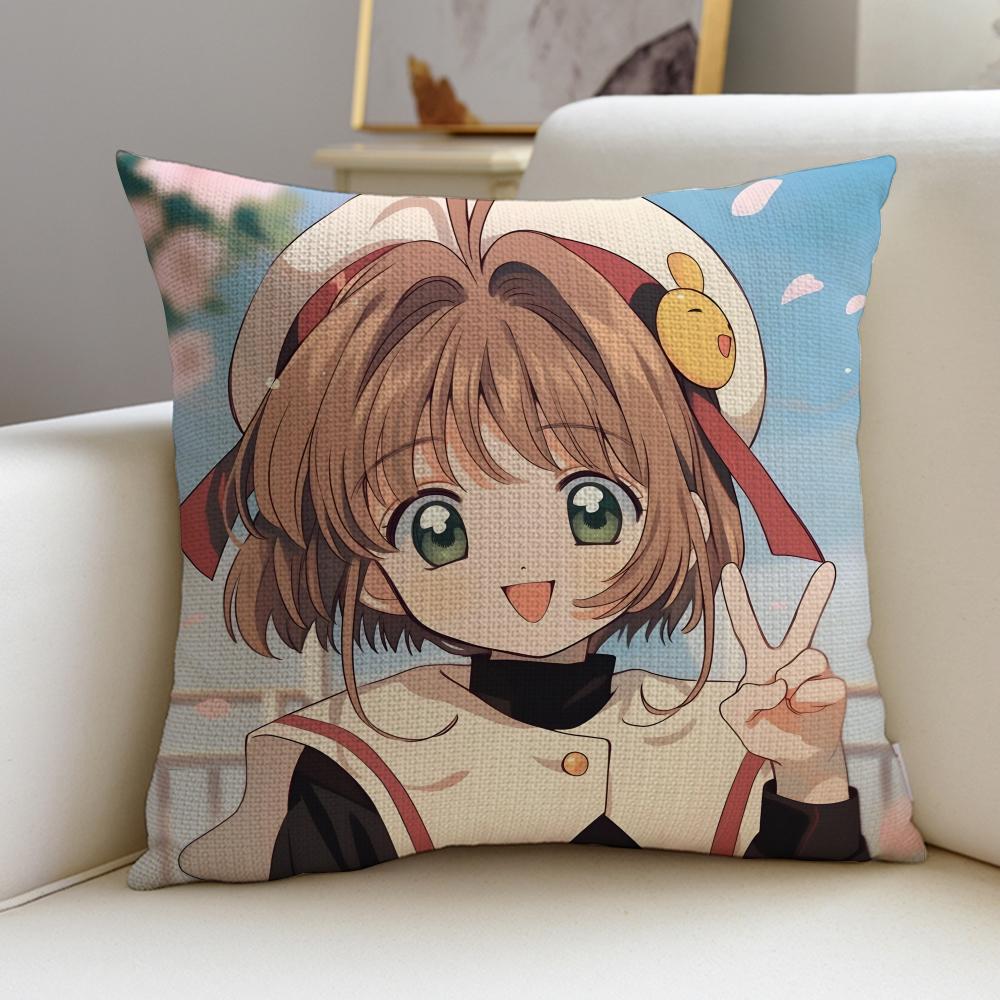 Magical CCardcaptor SakuraS Cushion Cover Breathable and skinfriendly linen pillowcase square removable and washable cushion