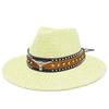 Premium new bull head rivet decorative cowboy hat women's outdoor travel visor hat hollow design straw hat
