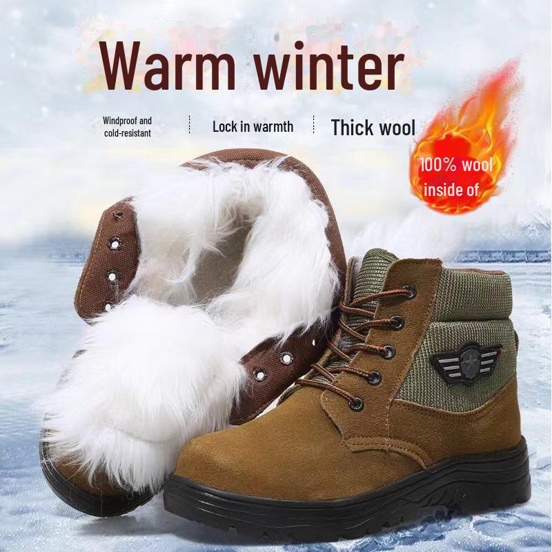 

Коричневые зимние шерстяные ботинки для мужчин и женщин - стойкие к холоду, очень толстые, теплые хлопковые ботинки Martin для активного отдыха Fits Size 43