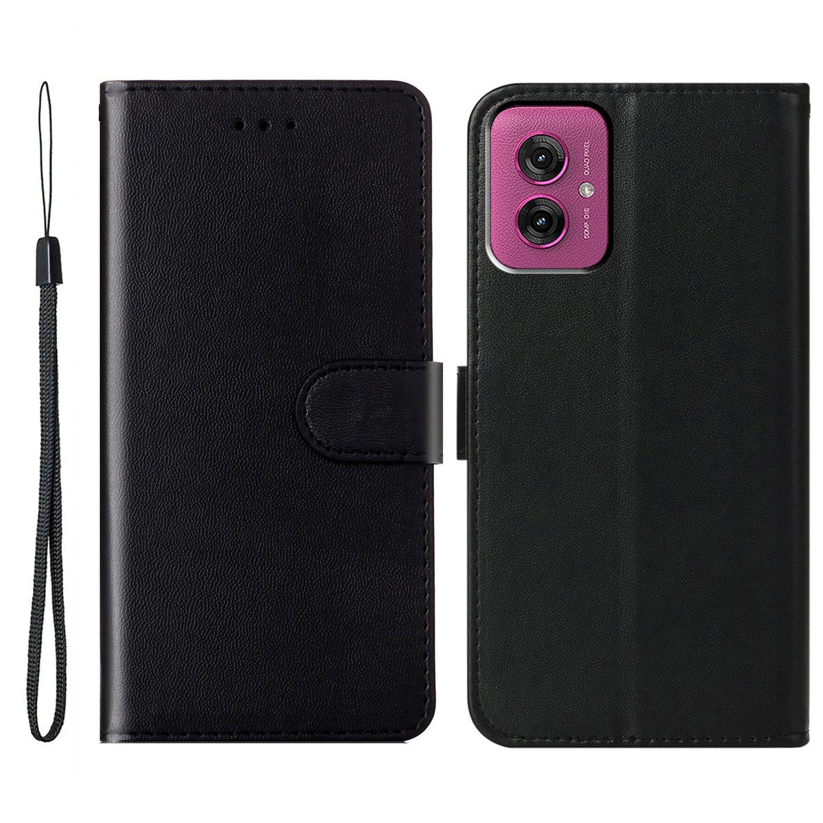 

For Motorola Moto G55 5G Case with Card Holder PU Leather Flip Wallet Phone Cover Black
