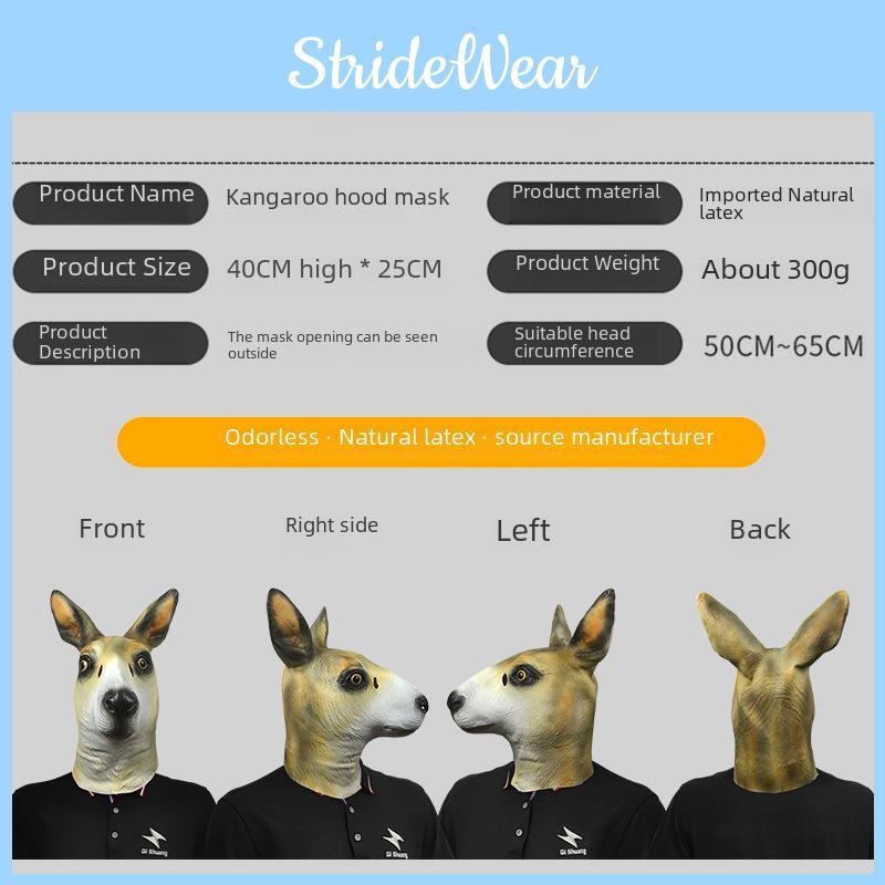 Whimsical Kangaroo Mask Soft Latex Headpiece Perfect For Halloween And Birthday Celebrations