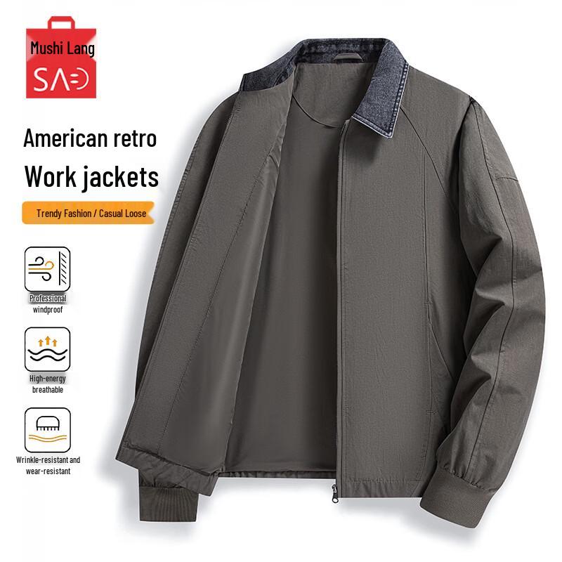 MUSHILANG Men s Casual American Flight Jacket M