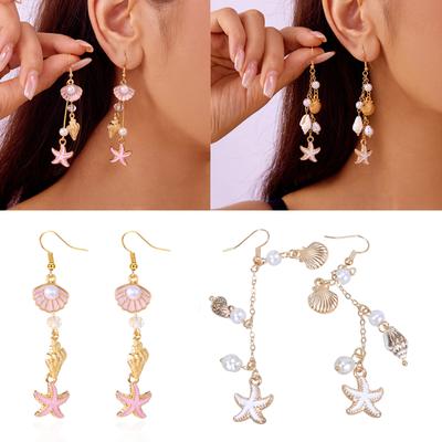 Fashionable Marine Life Earrings Metallic Conch Shell Charm Comfortable Ear Jewelry Perfect Gift For Girls And Women
