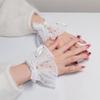 Elegant Lace Sleeves Wrist Cuffs with Artificial Pearls And Bowknot Decors For Daily Outfit Various Event Dressingup