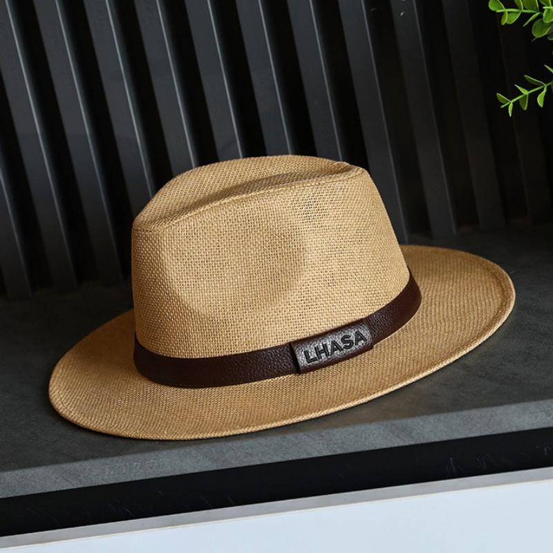 Spring Summer New Panama Straw Hat Fashion British Style Sun Protection Hat For Men Belted Paper Straw Beach Cap For Women