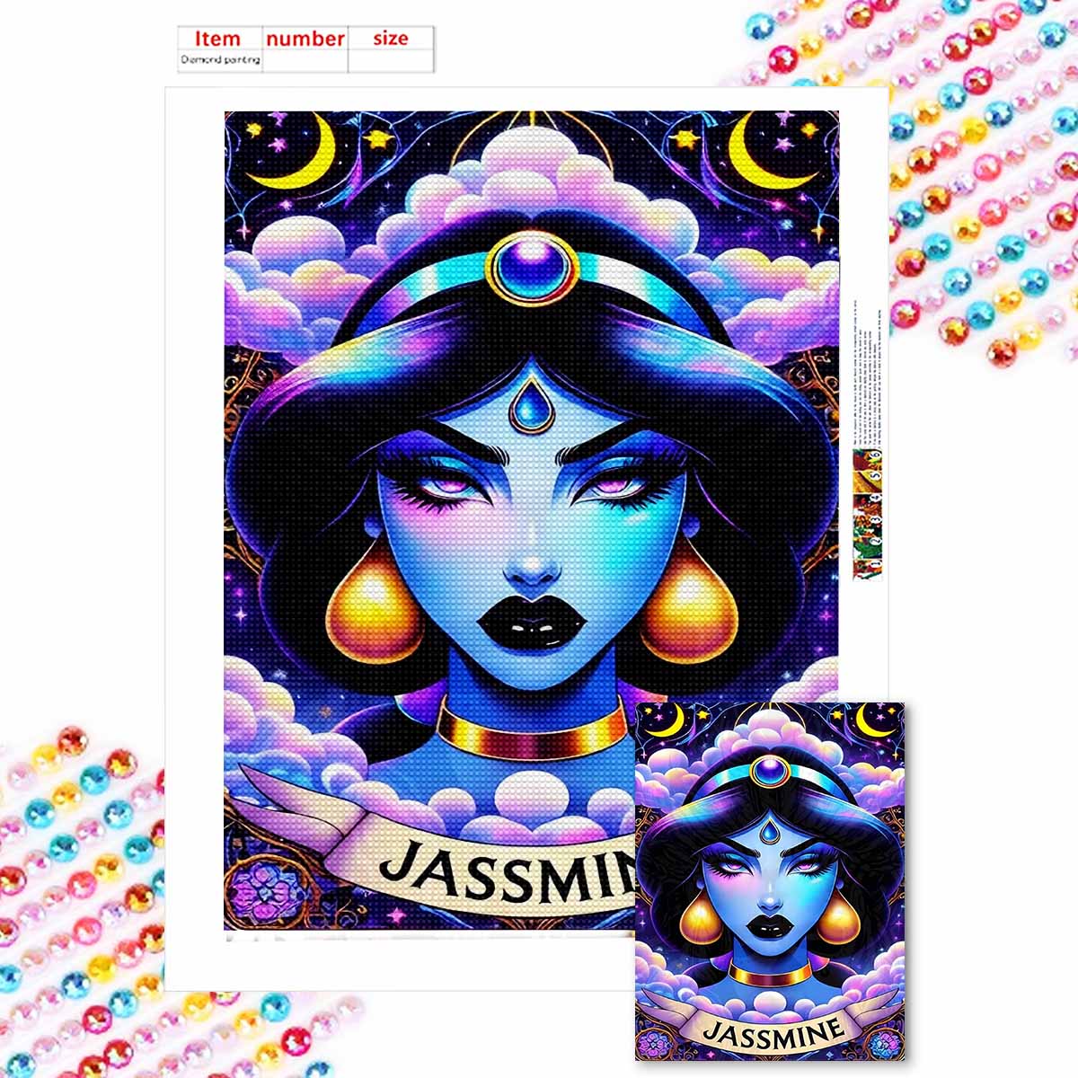 

Full Round Diamond Painting Terrible Princess Art Rhinestone Picture Mosaic DIY 5D Cross Stitch Embroidery Home Decoration Round 20x30cm