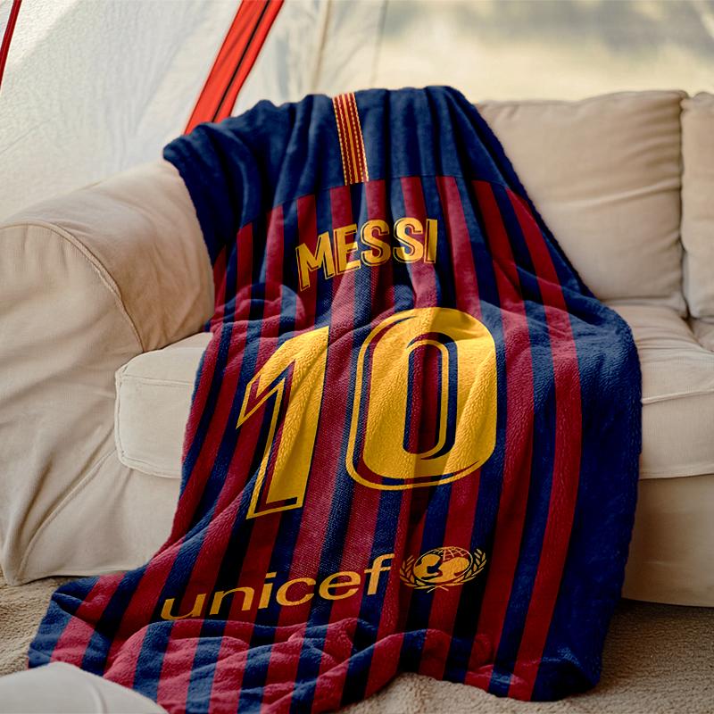 1pc Football Star Messi Blanket, Home Printed Throw Blanket - Soft Blanket Gift for Family, Washable Sofa Bed Blanket