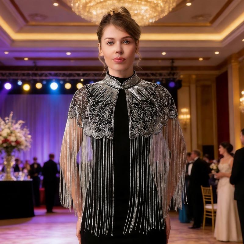 Luxury Long Tassels Indian Shawl with Beadwork And Soft Polyester Fabric Bohemian Fringe Evening Wrap
