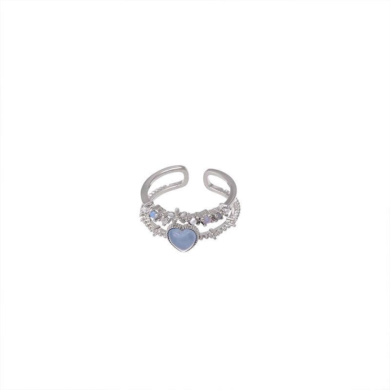 Aquamarine Heart Zircon Adjustable Moonlight Women's Ring - Luxury Design