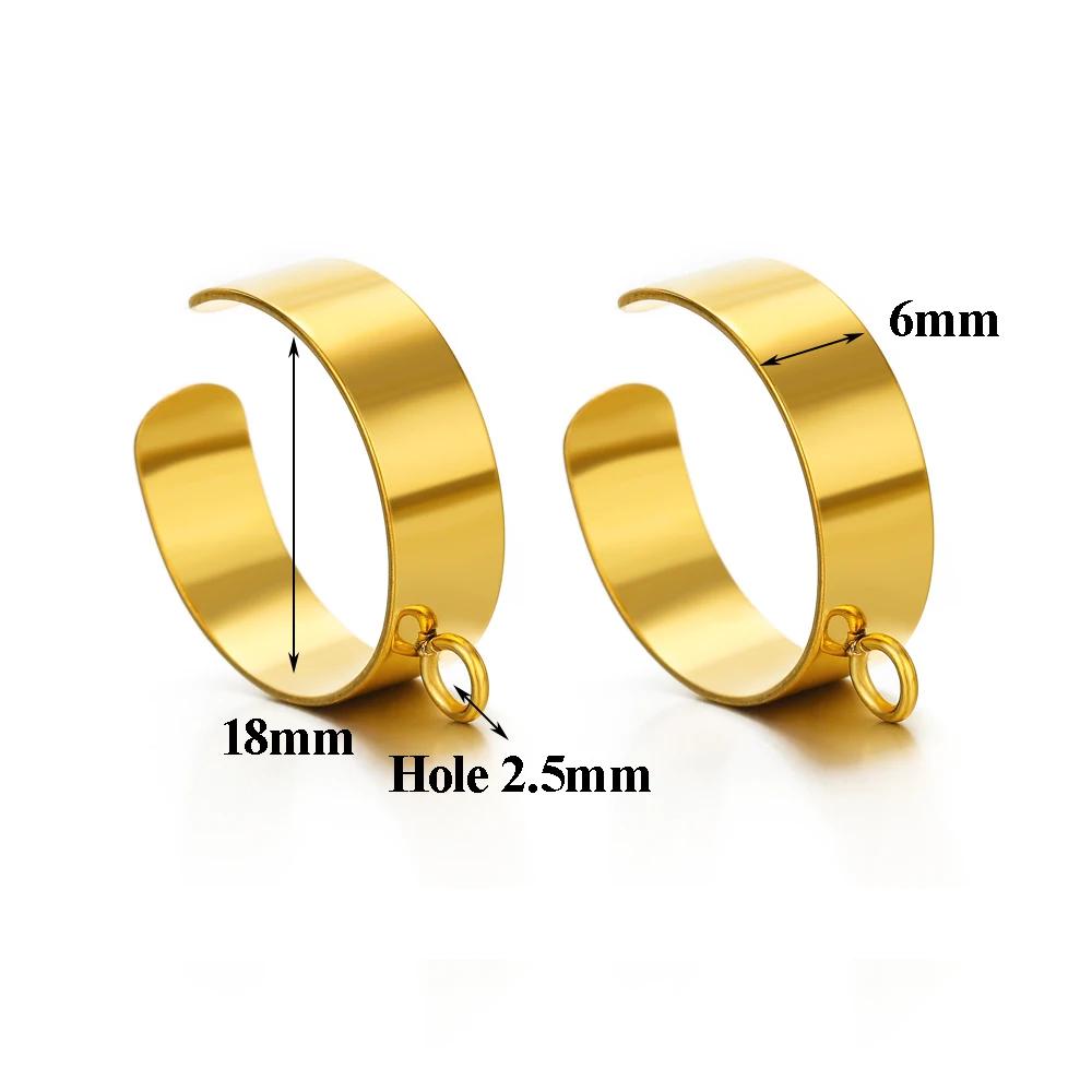 10pcs Stainless Steel Gold Adjustable Open Rings for Jewelry Making with Jump Ring Settings DIY Hip-hop Accessories Supplies