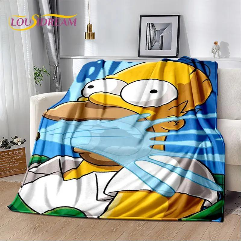 De S-Simpsons Cartoon Pluche Deken, Flanellen Deken Kinderen Plaid voor Woonkamer Slaapkamer Bed Bank Wandelen Vrije Tijd Dutten