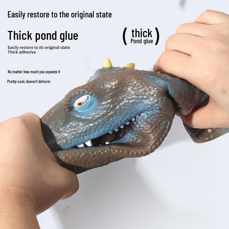 Children's Soft Rubber Dinosaur Hand Puppet - Triceratops & T-Rex Interactive Toy