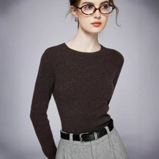 Men's Thickened Cashmere Sweater, 7-Gauge Knit, Round Neck, Plain, Autumn-Winter Base Layer.