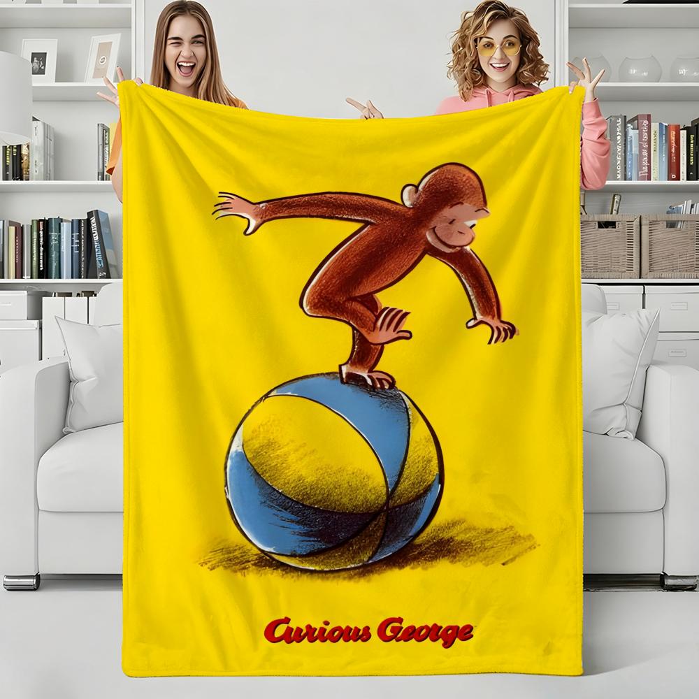 Cartoon C-Curious George Throw Flannel Blanket Perfect for Sofa Office Bed Travel Sleep Read Relax Camping four season use