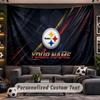 Wall Hanging Tapestry Custom NamePittsburgh Steelers Pattern Personalized Printed Fabric Wall Decor