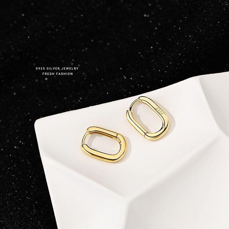 

Серебряные серьги-пусеты для ухода за проколотыми ушами, женский простой браслет, серьги, не нужно снимать перед сном, квадратные персонализированные клипсы для ушей, маленькие серьги-кольца Square ear buckle [gold color pair]]