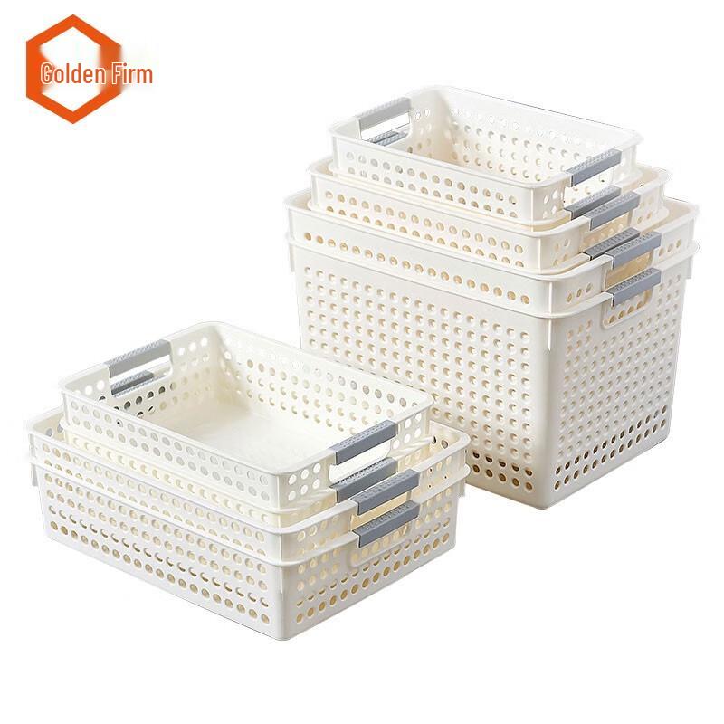 Jingulao KCzy-194 Plastic Multipurpose Desktop Storage Basket White (27x19.5x8.5cm)