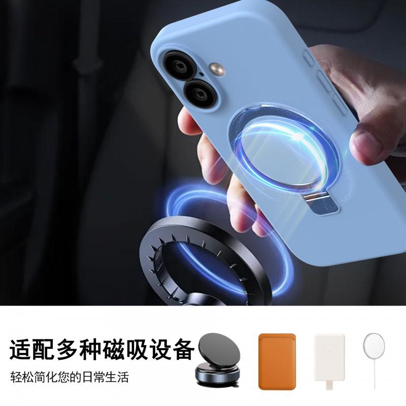 Magnetic Silicone Phone Case With Kickstand IPhone 17 16 15 14 13 12 11 Pro Max Full Cover Shockproof Soft Skin-Friendly