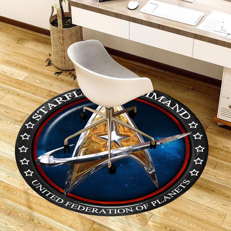 1pc Starfleet Command Emblem Round Carpet, Made of Polyester,Perfect for Decorating Office Chairs, Living Rooms, A Vibrant Decorative Rug
