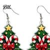 Cute Tree Pendant Earrings 1 Pair Acrylic Christmas Dangle Earrings, 2D Flat Xmas Bow Bell Candy Cane with Bell, Holiday Party Jewelry for Women Theme