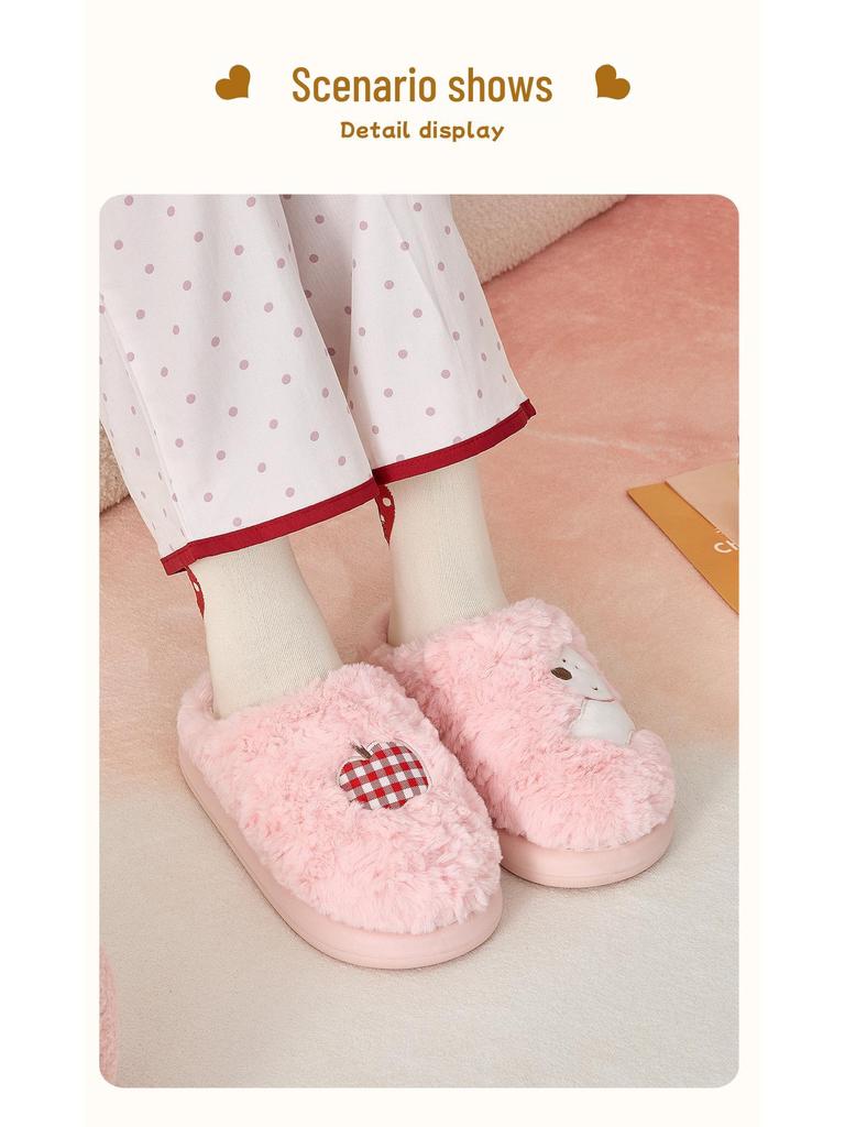 Jie Liya 2025 Women's Cute Cartoon Cotton Slippers - Cozy Indoor Plush for Autumn/Winter (Available for Men Too)