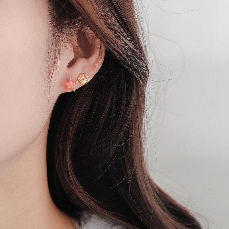 Fashion Starfish Stud Earrings Women Girl Gift Cute Banquet Ocean Style Earrings Asymmetry Jewelry Dropshipping Wholesale