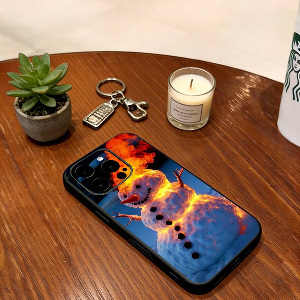 

Cute snowman Phone Case For iPhone 17,16,15,14,13,12,11 Plus,Pro Max,XS,Soft Silicone Black Cover iPhone14Plus