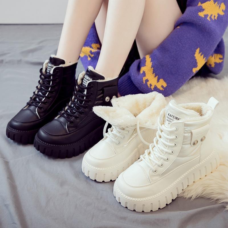 velvet high-top women's shoes winter warm snow boots women's Martin boots new thick-soled winter cotton shoes women's boots