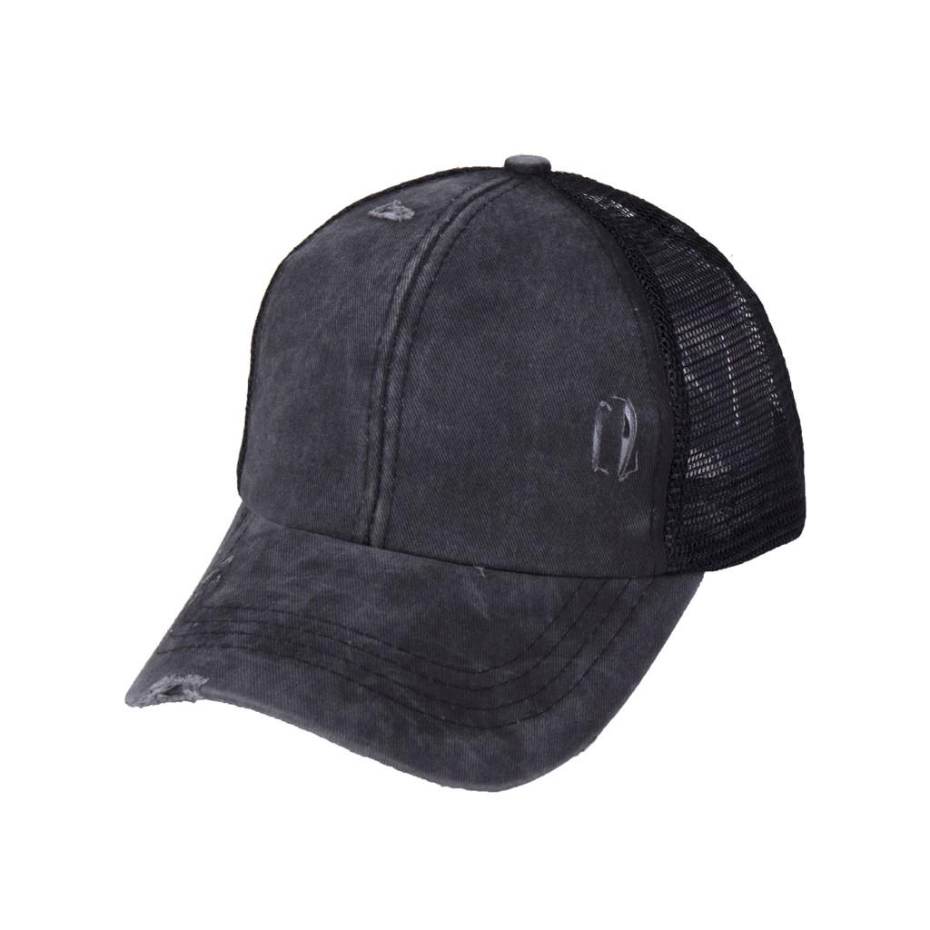 Ponytail Messy Buns Trucker Plain Baseball Visor Cap Unisex Hat чёрный
