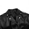 Cross-border Women's PU Jacket Short Belt Adjustable Belt Zipper Lapel Jacket Leather Jacket