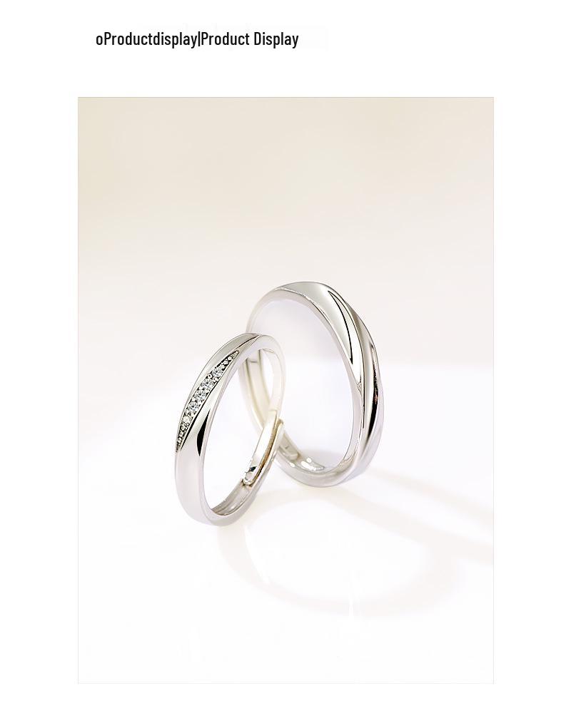 999 Sterling Silver Adjustable Couple Rings: River of Love Design for Men & Women, Exquisite and High-End