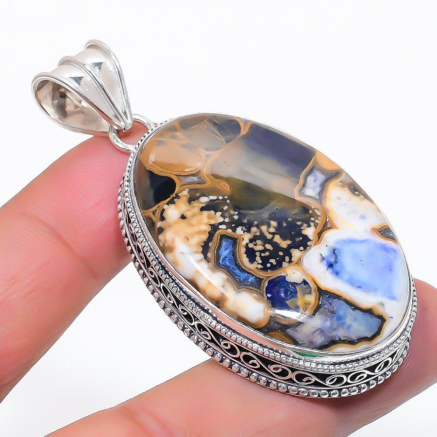 

Rock Fossil Gemstone 925 Sterling Silver Jewelry Pendant 2.44